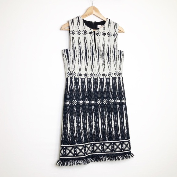 Tory Burch, black/ivory tweed Savora fringed dress - Picture 7 of 13